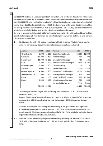 Vorschau: Musterprüfung Nr. 001 zum Abitur