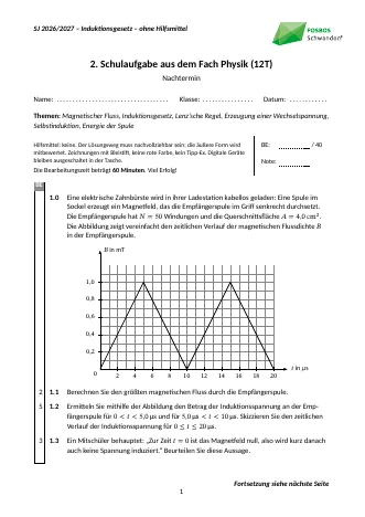 Vorschau: 2. Schulaufgabe Nr. 77 Nachtermin